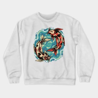 Koi Fish Peace - Vintage Yin and Yang Crewneck Sweatshirt